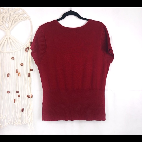 Hillard & Hanson stretch knit red top A0009 - Picture 2 of 4